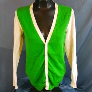 H&M Green and White Cardigan Sweater